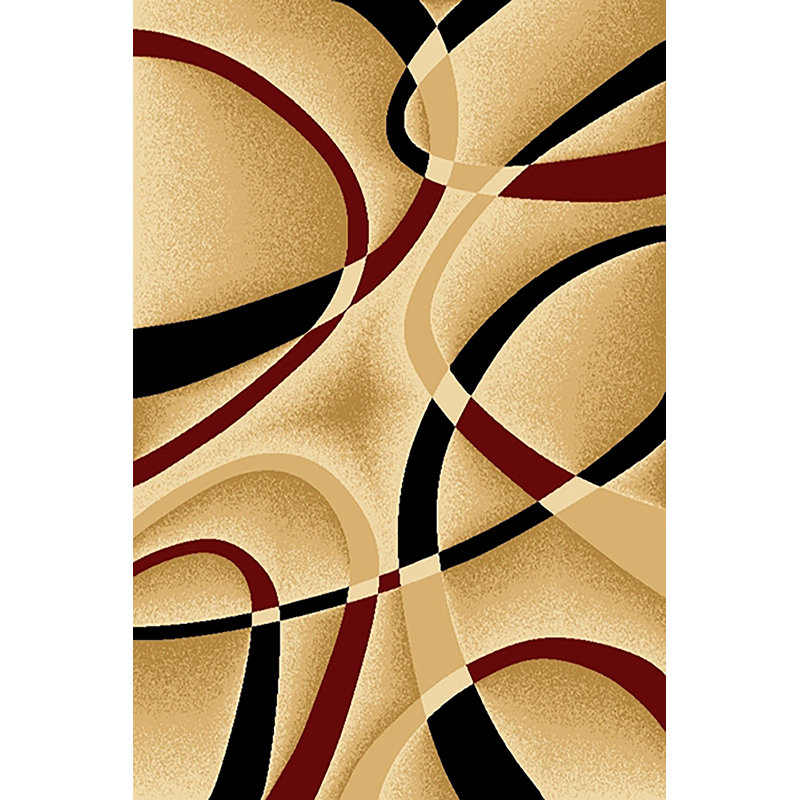 Ivy Bronx Mccampbell Abstract Area Rug in Beige/Burgundy & Reviews